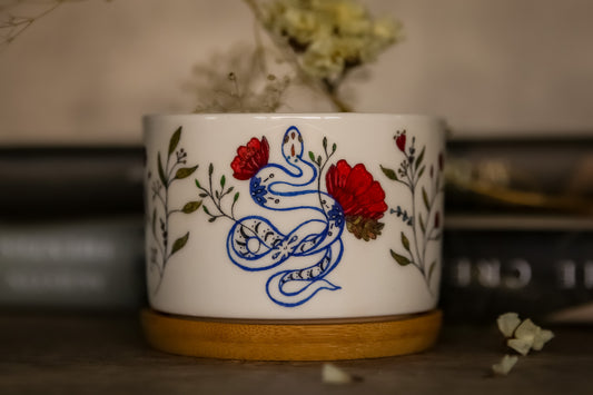 Mini macetero de cerámica floral del año de la serpiente.