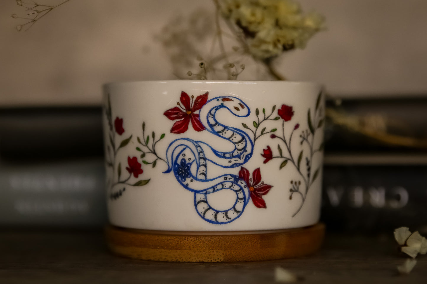 Floral year of the snake mini ceramic planter
